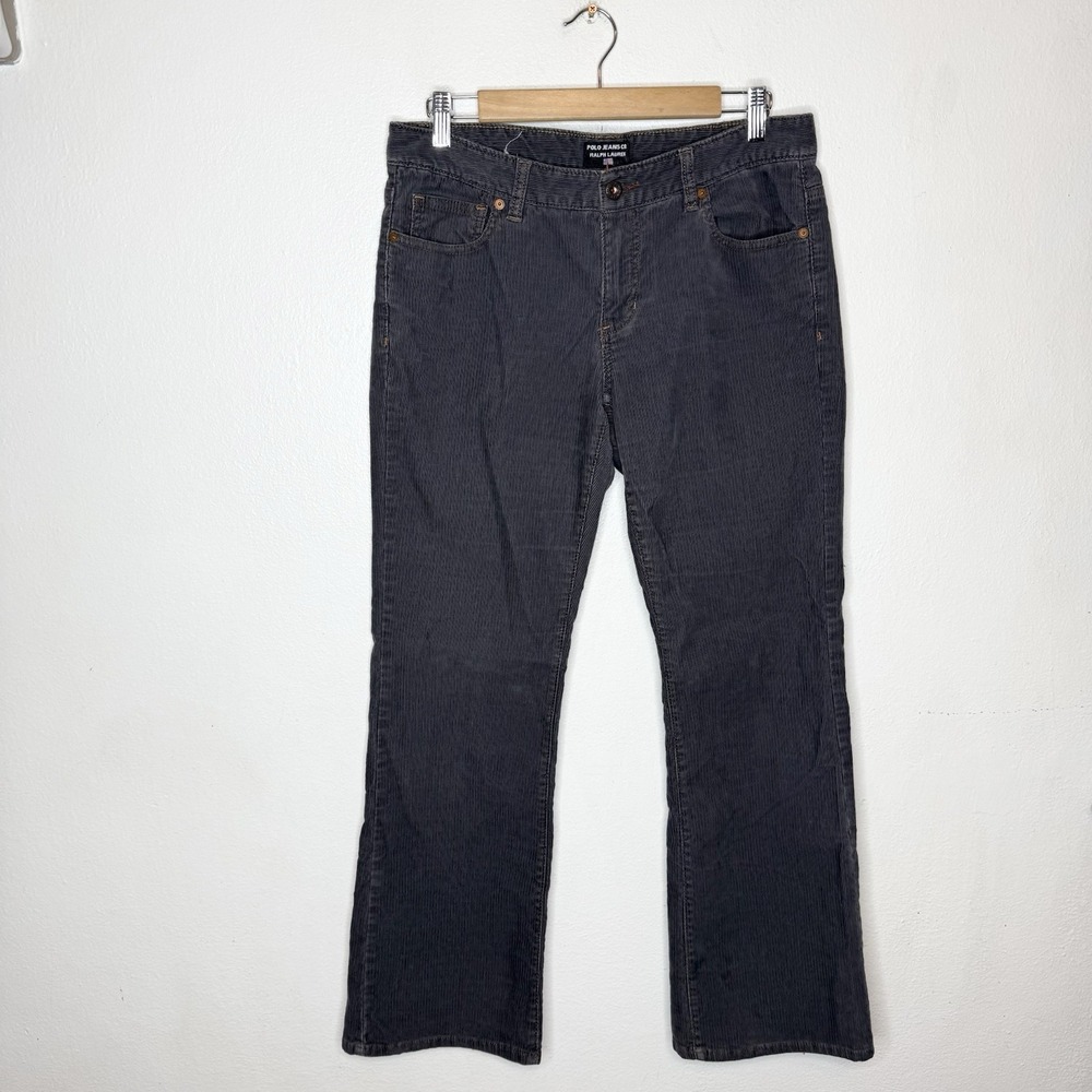 Polo Jeans Ralph Lauren Gray Corduroy Bootcut Pants Y2K Preppy Women's 8
